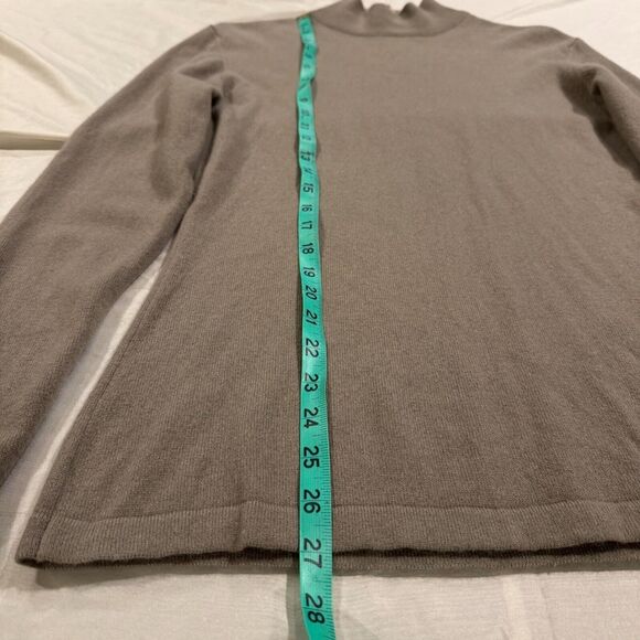 Saks Fifth Avenue mocha 100% cashmere zip mockneck sweater Women’s M minimalist - Picture 4 of 8